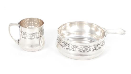 Appraisal: Tiffany Co Noah's Ark pattern sterling porringer and cup New