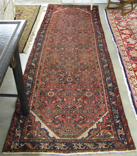 Appraisal: PERSIAN HAMADAN RUNNER overall Herati floral design on red ground