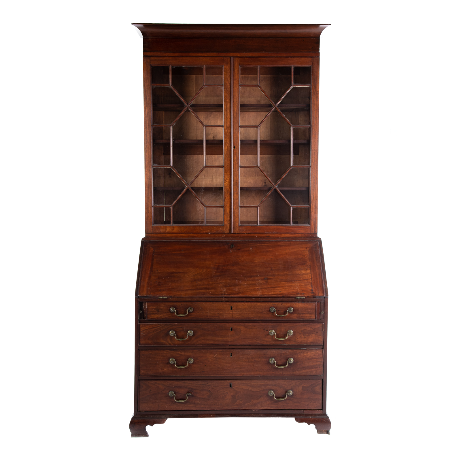 Appraisal: FEDERAL MAHOGANY SECRETARY BOOKCASE Of Southern Origin upper case with