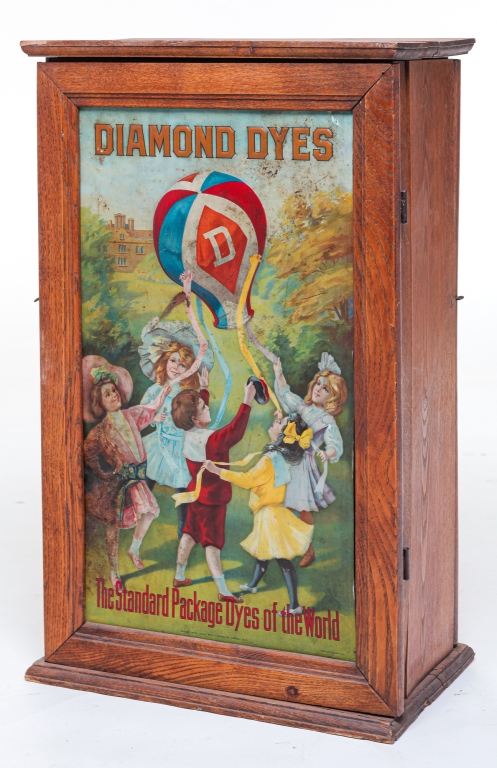 Appraisal: AMERICAN DIAMOND DYES CABINET Copyright oak Case with warping loose