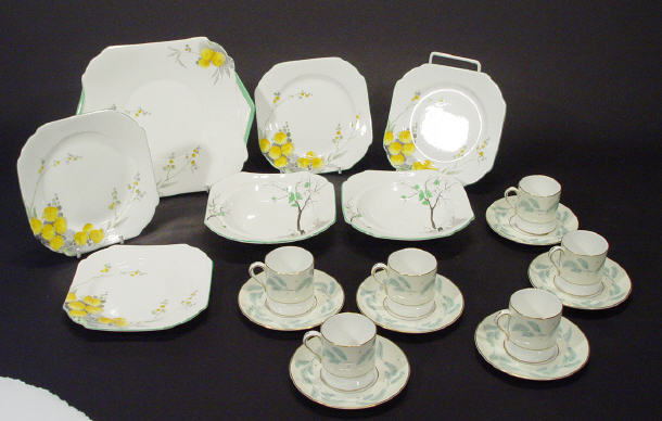 Appraisal: Shelley porcelain sandwich plate four tea plates and two bowls