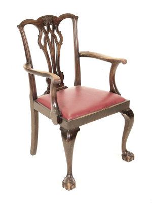 Appraisal: A Chippendale style mahogany open armchair th century the interlaced