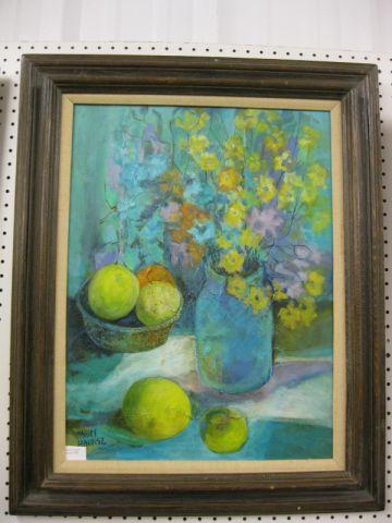 Appraisal: Mariet Haunsz Oil Still Life with Fruit flowers image area