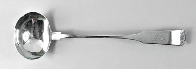 Appraisal: New York coin silver ladle downturned fiddle handle with shell