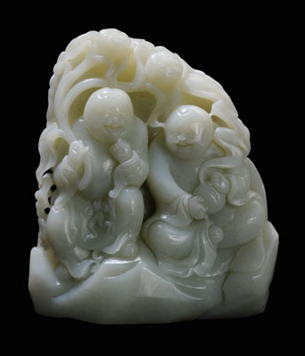 Appraisal: Jade Boulder Qing Dynasty pale celadon of even tone the