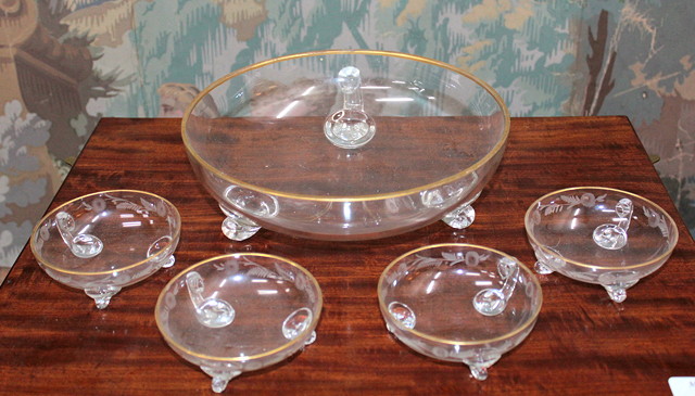 Appraisal: A GLASS PUNCH BOWL together with ten punch glasses each