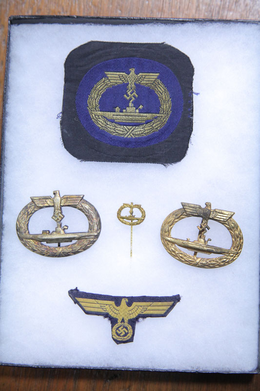 Appraisal: FIVE NAZI NAVAL ITEMS Two U-Boat badges '' h A