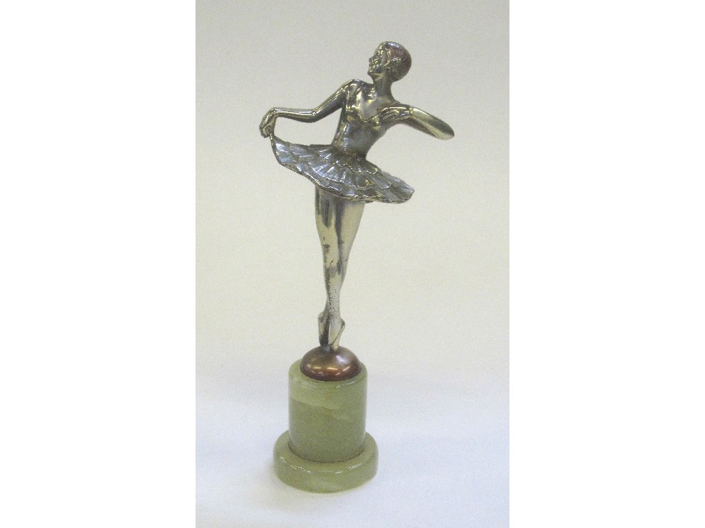 Appraisal: Josef Lorenzl bronze figure of a ballerina on green onyx