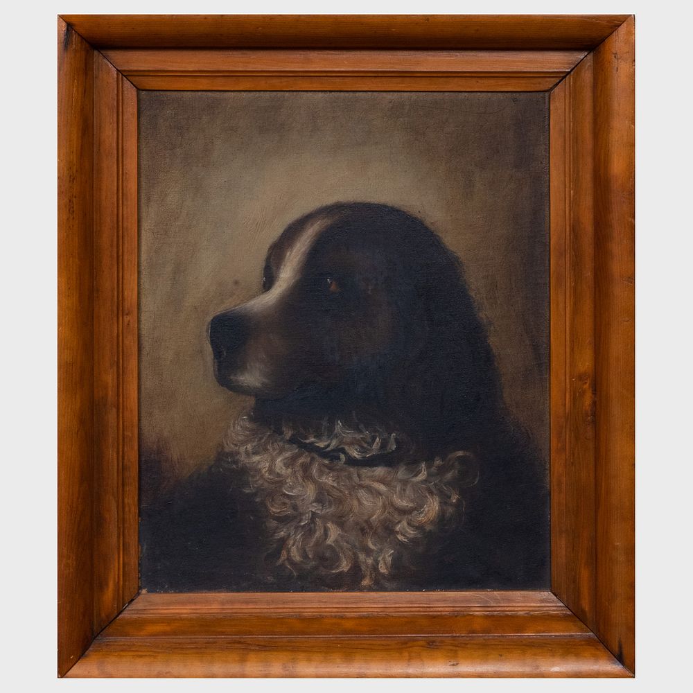 Appraisal: European School Portrait of a Saint Bernard Oil on canvas