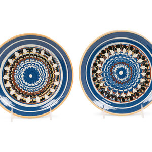 Appraisal: A Pair of Continental Mocha Ware Style Plates Early th