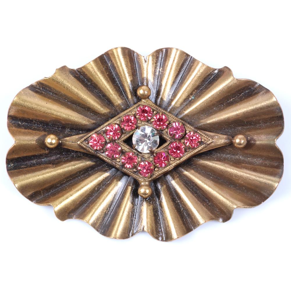 Appraisal: JOSEFF OF HOLLYWOOD DECO PIN BROOCH WITH CENTRAL DIAMOND SHAPE