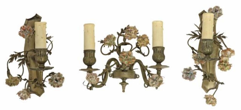 Appraisal: lot of French gilt metal wall sconces th c all