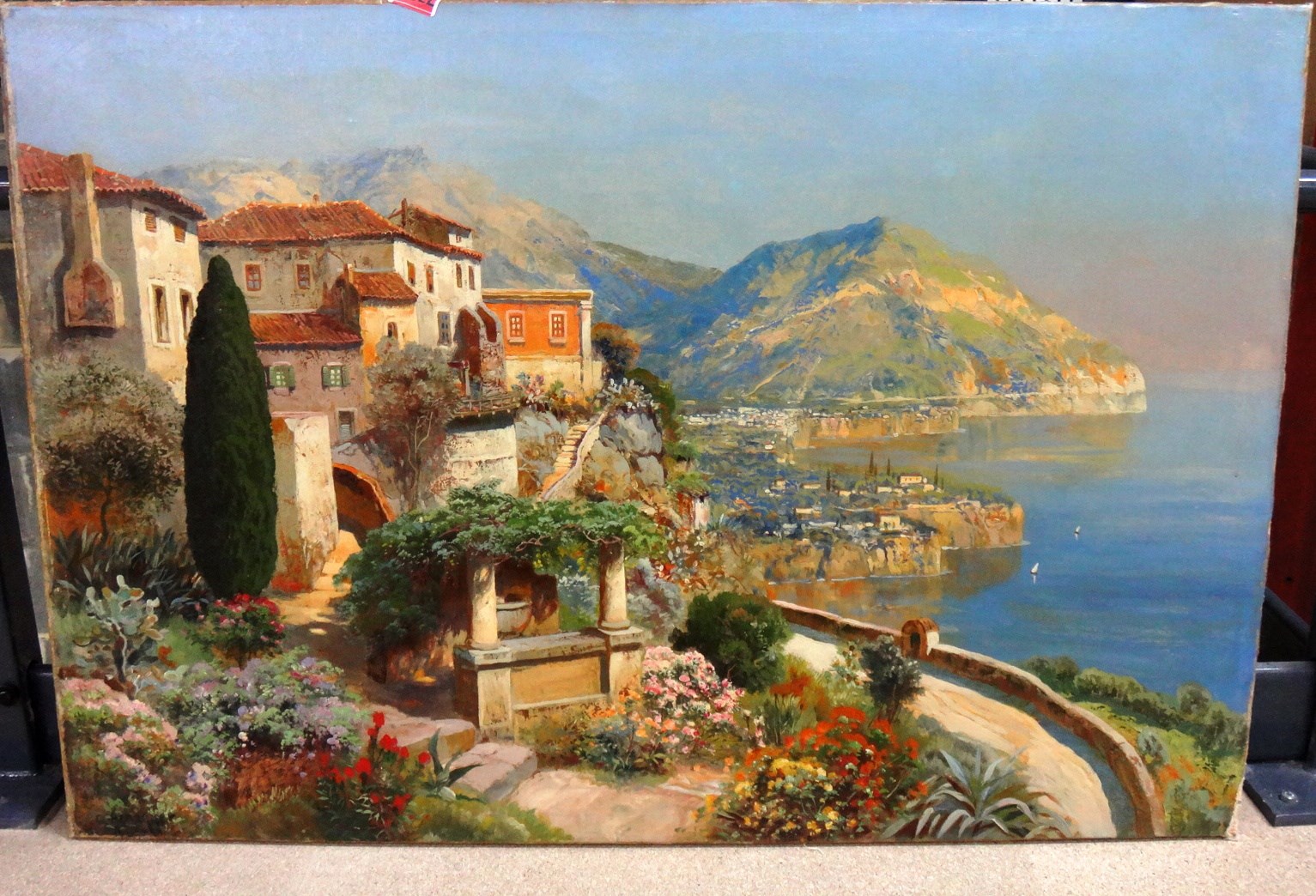 Appraisal: Gottfriend Arnegger b The Amalfi Coast oil on canvas unframed