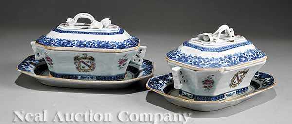 Appraisal: A Pair of Chinese Export Porcelain Armorial Tureens and Undertrays