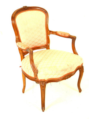 Appraisal: A Louis XIV style fauteuil the padded back and serpentine