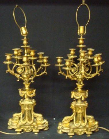 Appraisal: Pair of Bronze Candlebra From a Long Island estate Dimensions