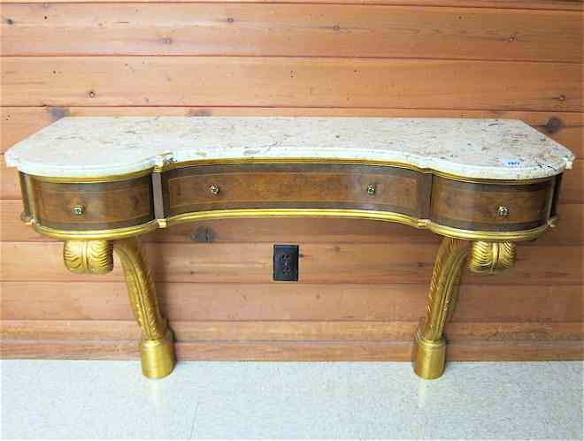 Appraisal: FEDERAL STYLE BURL AND GILTWOOD CONSOLE TABLE American th century