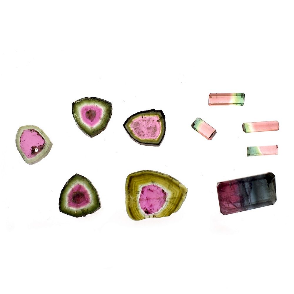 Appraisal: Seven Watermelon Tourmaline Stones Approx Carats of Watermelon Tourmaline Stones