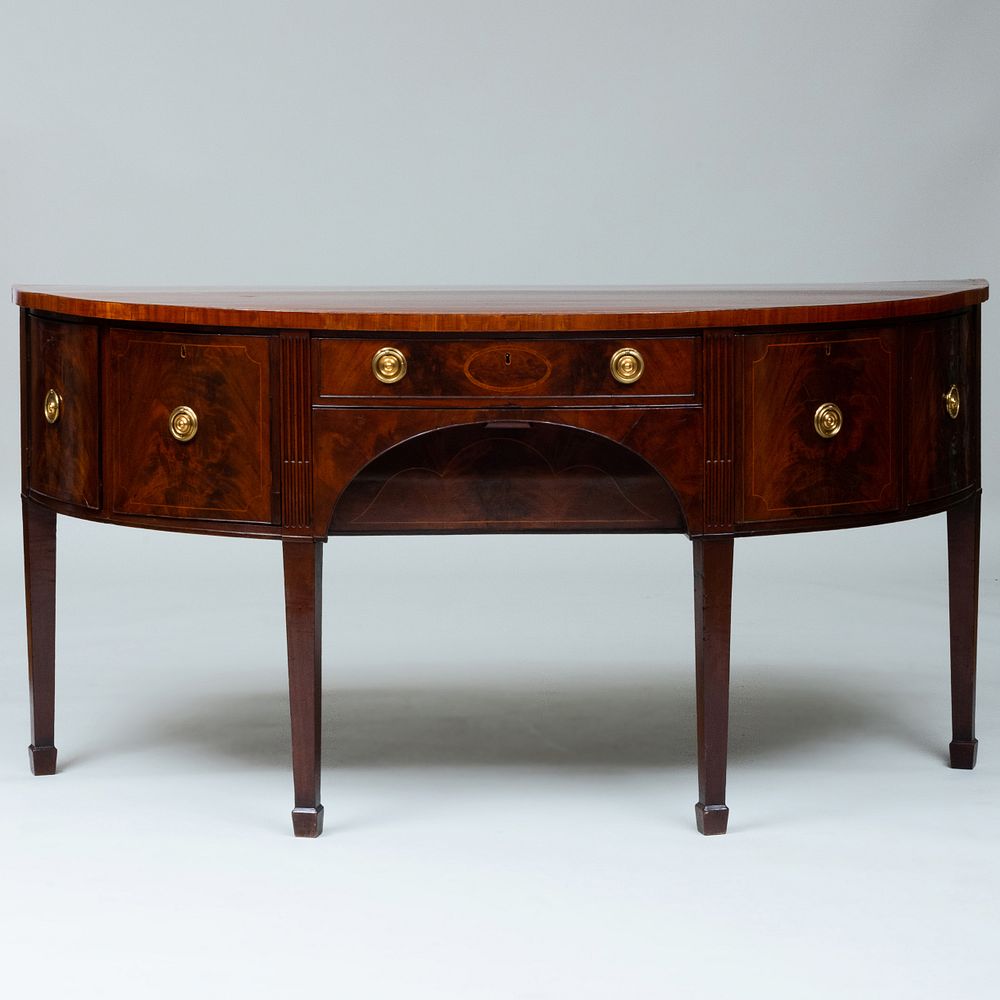 Appraisal: George III Inlaid Mahogany D-Shaped Sideboard Fitted with a central