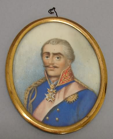 Appraisal: Ivory miniature portrait of European military officer wearing high collared