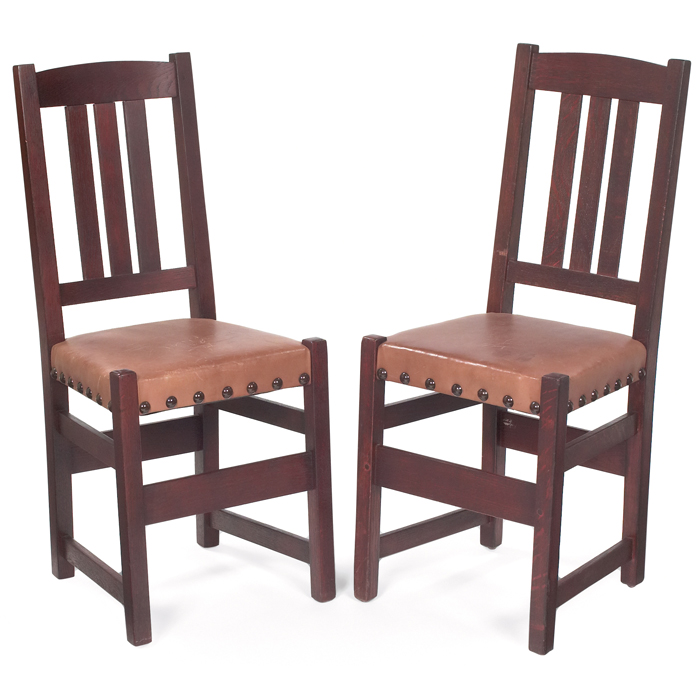 Appraisal: Limbert side chairs pair three vertical slats at back over