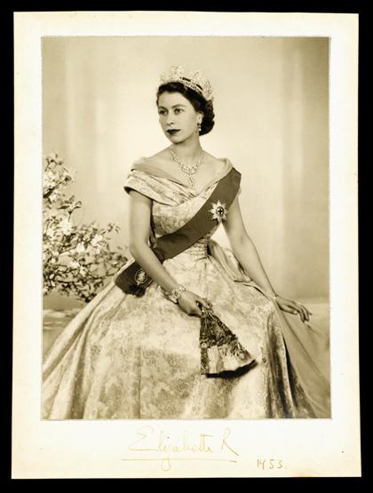 Appraisal: piece Photograph Signed Dated Elizabeth II Queen of England Silver