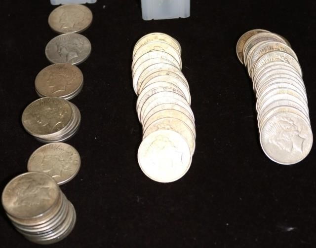 Appraisal: ROLLS OF PEACE SILVER DOLLARS VARIOUS DATES VERY GOOD TO