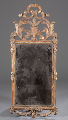 Appraisal: th Century French-Style Painted MIrror Ornate acanthus leaf crest and