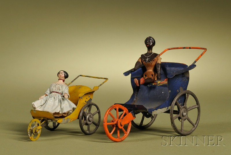 Appraisal: Two Francis Field Francis Doll Strollers Philadelphia c painted tin