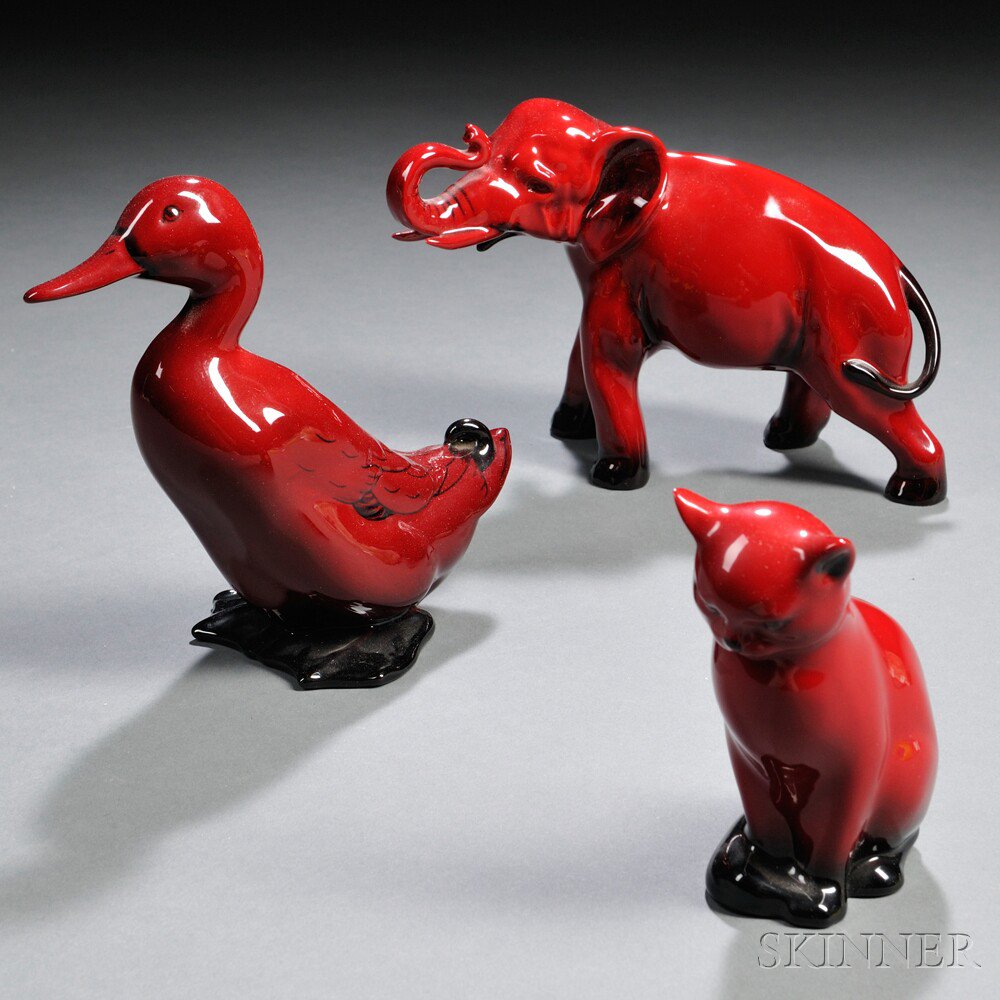 Appraisal: Three Royal Doulton Flambe Animals England th century a seated