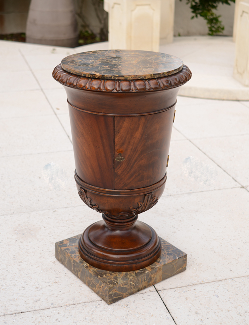 Appraisal: URN SHAPED MARBLE TOP SIDE TABLE Applied marble top with