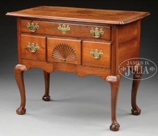 Appraisal: CHIPPENDALE WALNUT LOWBOY Circa Massachusetts The rectangular top with molded