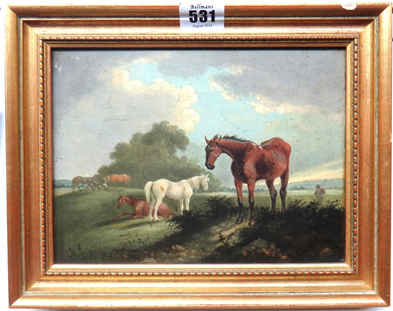 Appraisal: English School late th century Horses in a landscape oil