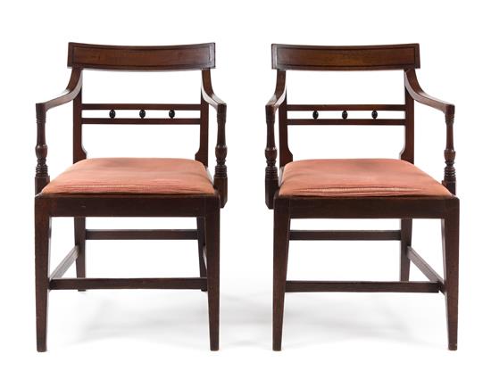 Appraisal: Sale Lot A Pair of Sheraton Style Mahogany Armchairs th