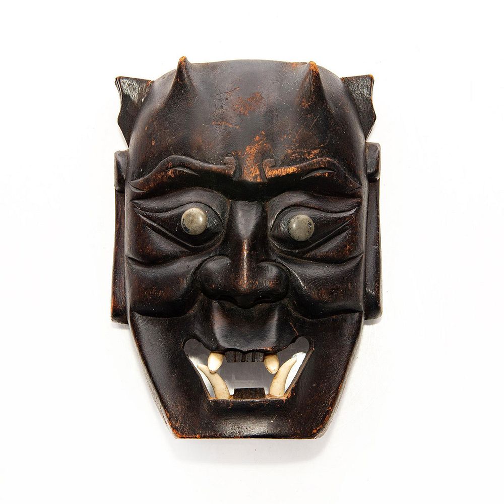 Appraisal: ANCIENT CHINESE DEMON WOODEN WALL MASK Hand carved mask with