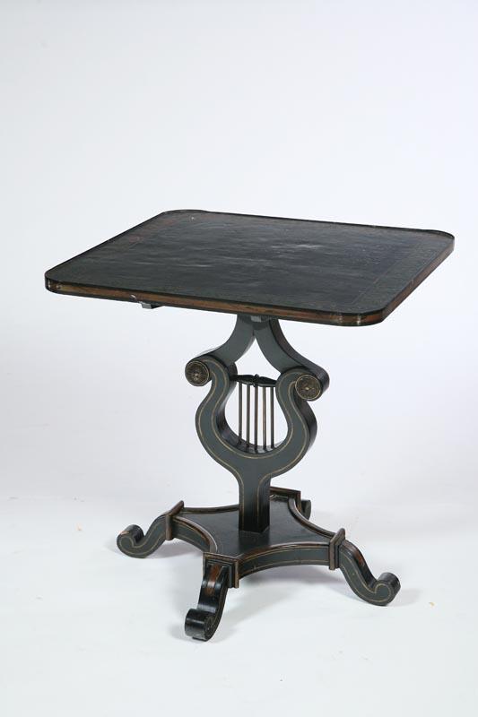 Appraisal: DECORATED TILT-TOP TEA TABLE Twentieth century Classical form with a