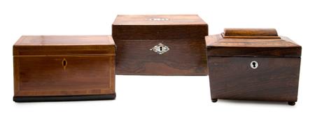 Appraisal: George III Mahogany Tea Caddy Together with a Rosewood Tea