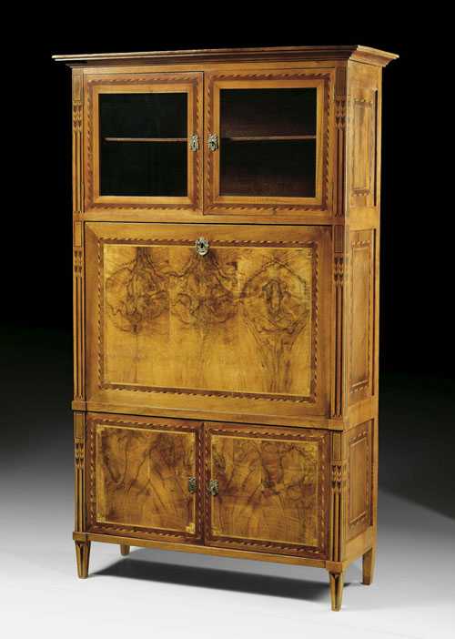 Appraisal: SECRETARY DESK EN GUILLOTINE Louis XVI France circa Walnut burlwood