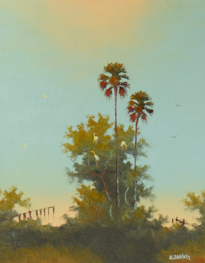 Appraisal: DANIELS Willie American th Century Florida Highwaymen scene with palm