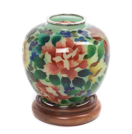 Appraisal: Sale Lot A Japanese Plique-a-Jour Jar having floral decoration Height