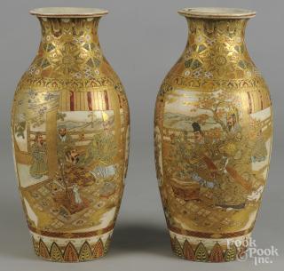 Appraisal: Pair of Japanese satsuma vases ca '' h