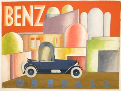 Appraisal: Benz - Uberall' an original artwork design by Dodo Burgner