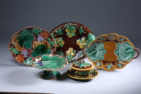 Appraisal: COLLECTION ENGLISH MAJOLICA th- th century Including a plateau decorated