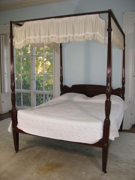 Appraisal: Philadelphia Tall Post Rice Carved Bed ca - mahogany having