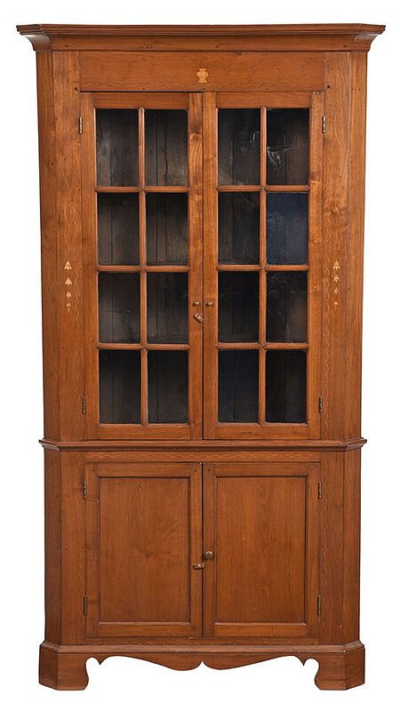 Appraisal: Southern Federal Style Inlaid Corner Cupboard some early elements with