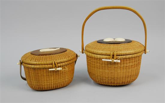 Appraisal: TWO NANTUCKET FRIENDSHIP BASKETS one whale mounted signed on bottom