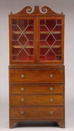 Appraisal: Federal Mahogany Secretary Bookcase ft in x x in