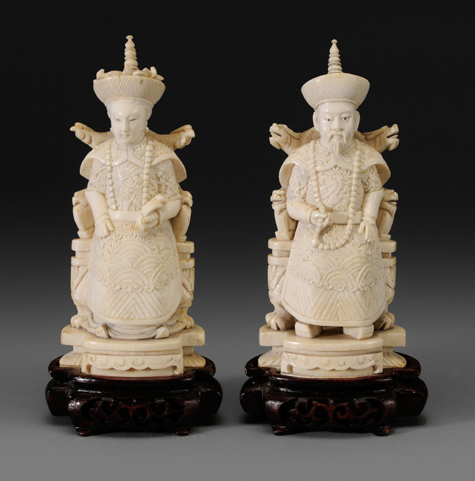 Appraisal: Two Ivory Carvings Chinese early to mid th century emperor