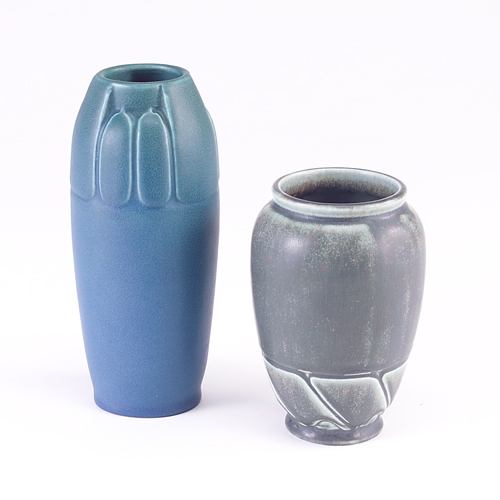 Appraisal: ROOKWOOD Two Production vases one with buttresses in a good