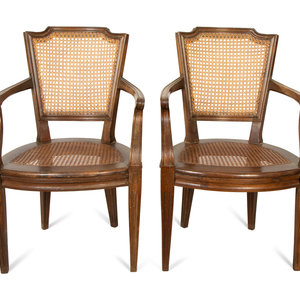 Appraisal: A Pair of Italian Caned Armchairs Late th Century Height